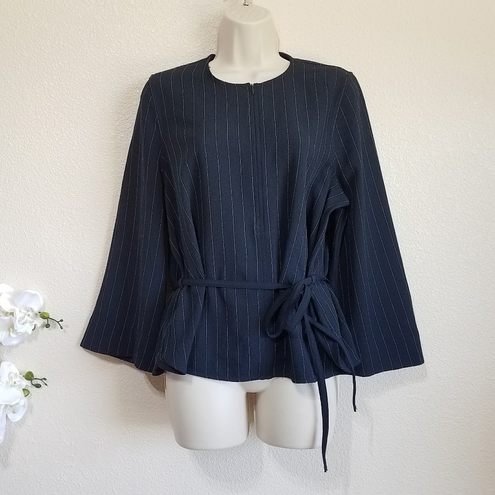 GANNI Striped Crew Neck Blouse